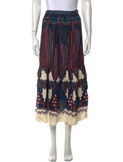 Pre-owned Ba&sh Patterned Long Skirt In Blue