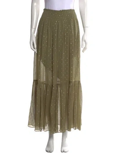 Pre-owned Ba&sh Patterned Long Skirt In Green