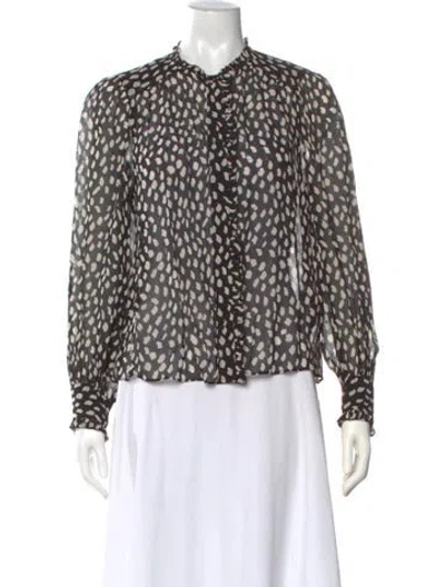Pre-owned Ba&sh Patterned Long Sleeve Blouse In Black