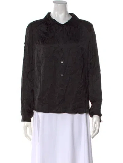 Pre-owned Ba&sh Patterned Long Sleeve Blouse In Black