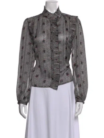 Pre-owned Ba&sh Patterned Long Sleeve Blouse In Gray