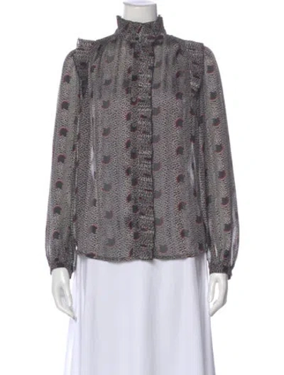 Pre-owned Ba&sh Patterned Long Sleeve Blouse In Multi
