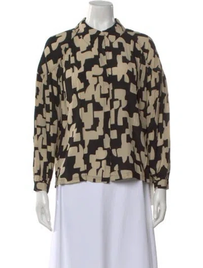 Pre-owned Ba&sh Patterned Long Sleeve Blouse In Neutral