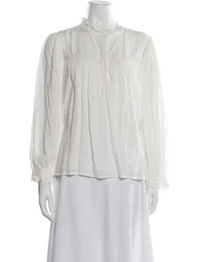 Pre-owned Ba&sh Patterned Long Sleeve Blouse In White