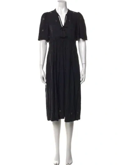 Pre-owned Ba&sh Patterned Midi Length Dress In Black
