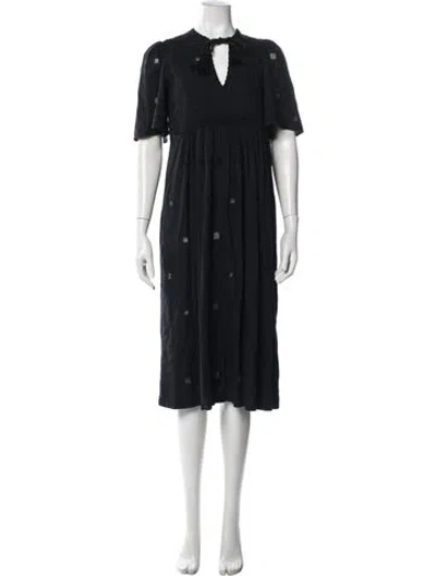 Pre-owned Ba&sh Patterned Midi Length Dress In Black