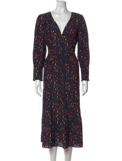 Pre-owned Ba&sh Patterned Midi Length Dress In Blue