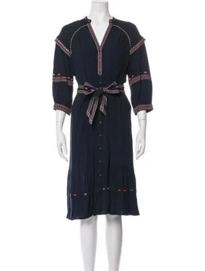 Pre-owned Ba&sh Patterned Midi Length Dress In Blue