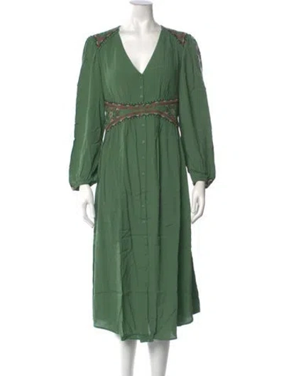 Pre-owned Ba&sh Patterned Midi Length Dress W/ Tags In Green