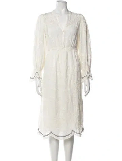 Pre-owned Ba&sh Patterned Midi Length Dress W/ Tags In White