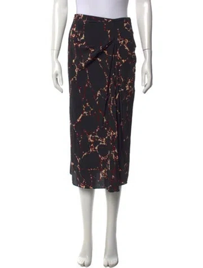 Pre-owned Ba&sh Patterned Midi Length Skirt In Black