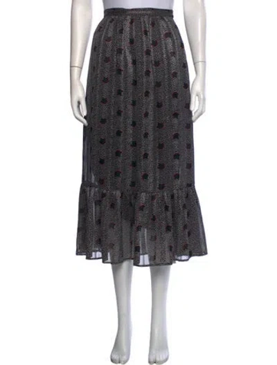 Pre-owned Ba&sh Patterned Midi Length Skirt In Black/red