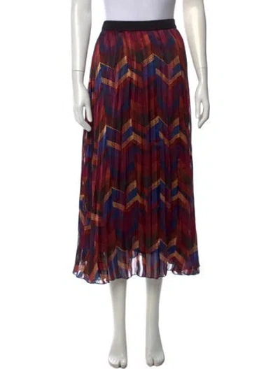 Pre-owned Ba&sh Patterned Midi Length Skirt In Burgundy
