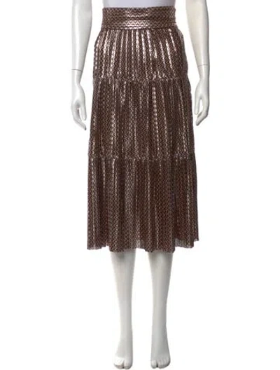 Pre-owned Ba&sh Patterned Midi Length Skirt In Gold