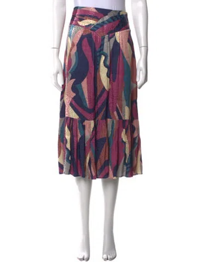 Pre-owned Ba&sh Patterned Midi Length Skirt In Multicolor