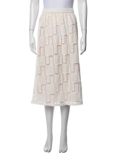 Pre-owned Ba&sh Patterned Midi Length Skirt In White