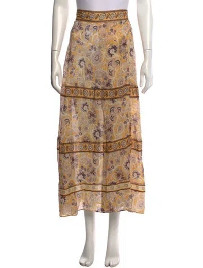 Pre-owned Ba&sh Patterned Midi Length Skirt In Yellow
