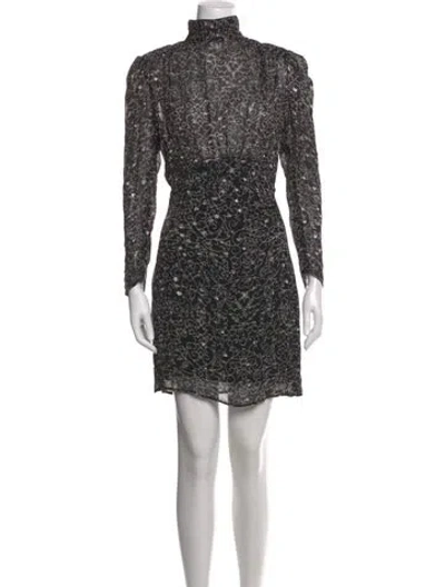 Pre-owned Ba&sh Patterned Mini Dress In Black