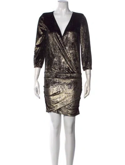 Pre-owned Ba&sh Patterned Mini Dress In Gold/metallic