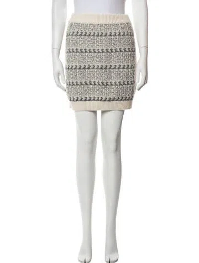 Pre-owned Ba&sh Patterned Mini Skirt In White