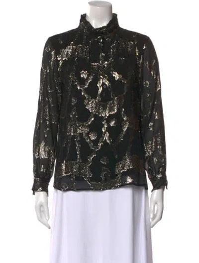 Pre-owned Ba&sh Patterned Mock Neck Blouse In Multi