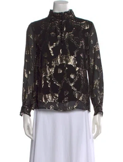 Pre-owned Ba&sh Patterned Mock Neck Blouse In Multi