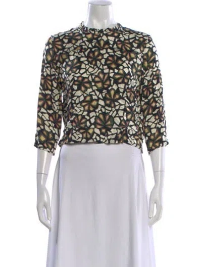 Pre-owned Ba&sh Patterned Mock Neck Blouse In Multi