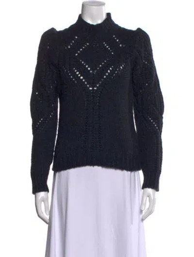 Pre-owned Ba&sh Patterned Mock Neck Sweater In Blue