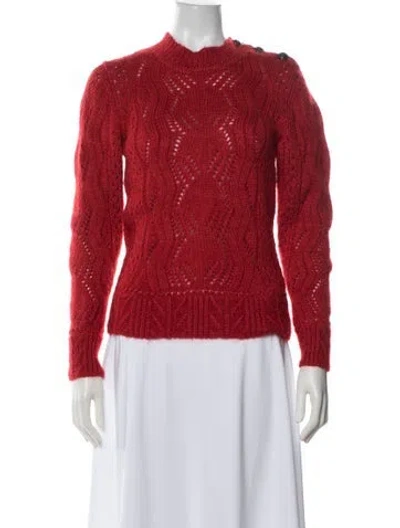 Pre-owned Ba&sh Patterned Mock Neck Sweater In Red