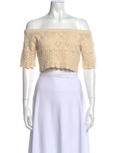 Pre-owned Ba&sh Patterned Off-the-shoulder Sweater In Neutral
