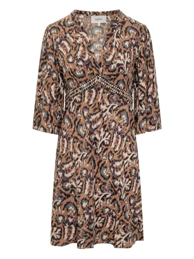 Ba&sh Short Dress With Animal Print In Brown