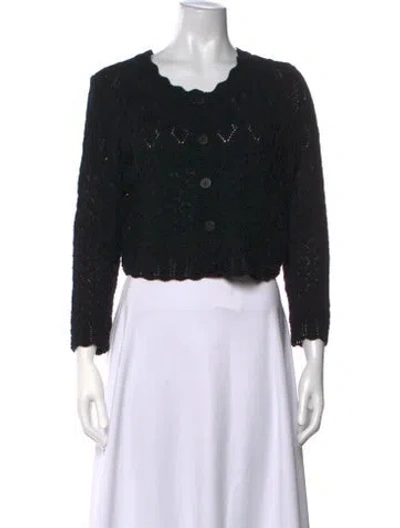 Pre-owned Ba&sh Patterned Open Front Sweater In Black