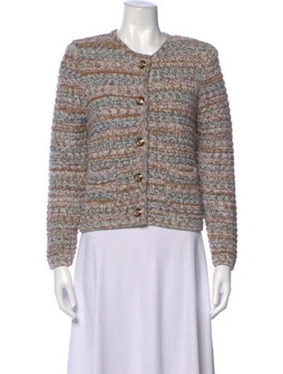 Pre-owned Ba&sh Patterned Open Front Sweater In Multicolor