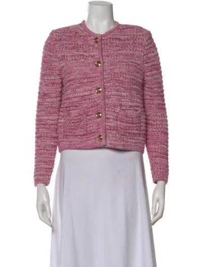 Pre-owned Ba&sh Patterned Open Front Sweater In Pink