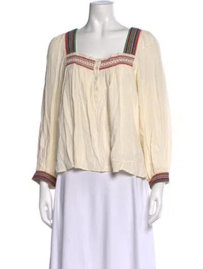 Pre-owned Ba&sh Patterned Square Neckline Blouse In Neutral