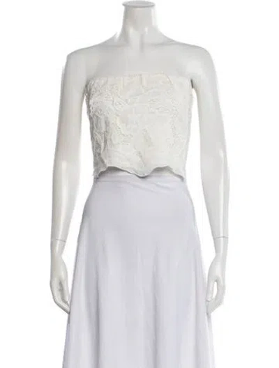 Pre-owned Ba&sh Patterned Strapless Crop Top In Neutral