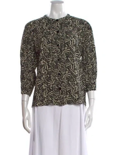 Pre-owned Ba&sh Patterned Three-quarter Sleeve Blouse In Black