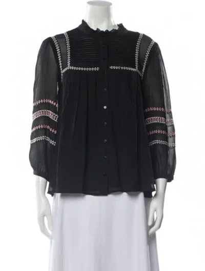 Pre-owned Ba&sh Patterned Three-quarter Sleeve Blouse In Gray