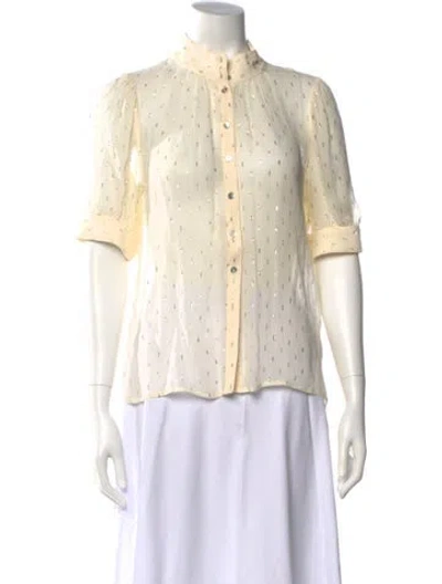 Pre-owned Ba&sh Patterned Three-quarter Sleeve Blouse In Neutral
