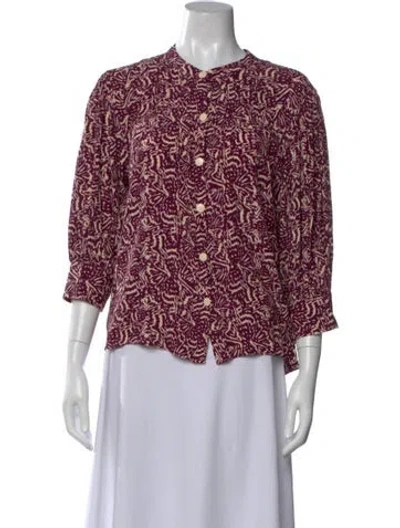 Pre-owned Ba&sh Patterned Three-quarter Sleeve Blouse In Pink