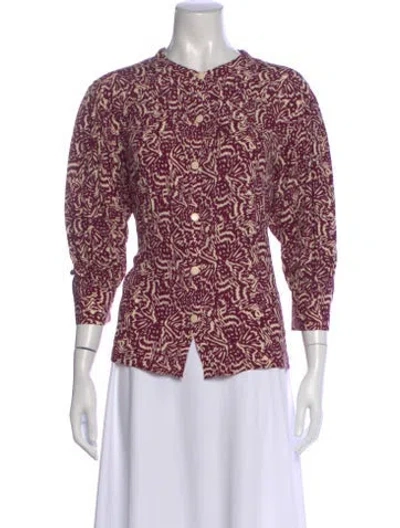Pre-owned Ba&sh Patterned Three-quarter Sleeve Blouse In Purple