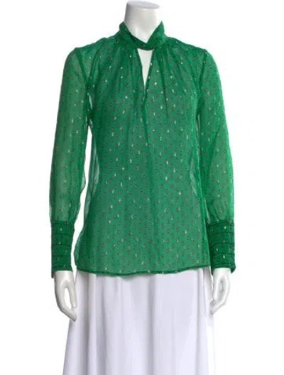 Pre-owned Ba&sh Patterned Tie Neck Blouse