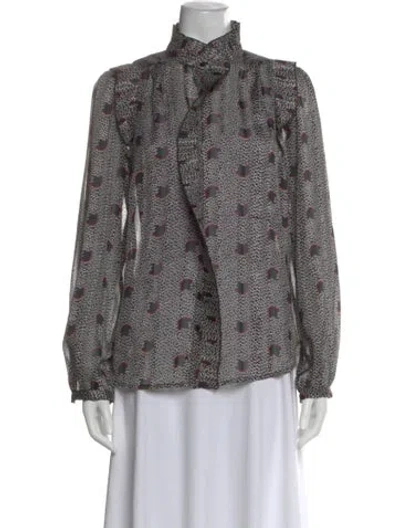 Pre-owned Ba&sh Patterned Tie Neck Blouse In Multi