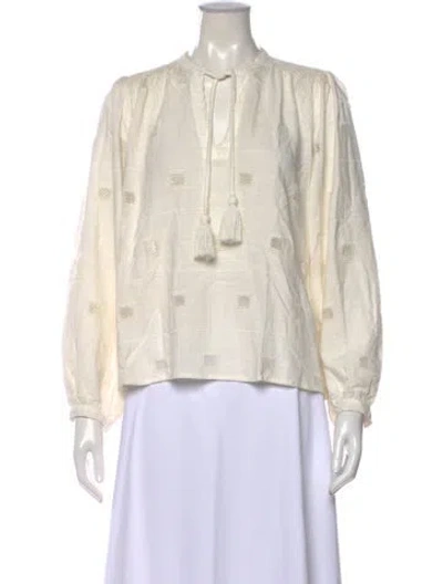 Pre-owned Ba&sh Patterned Tie Neck Blouse In Neutral