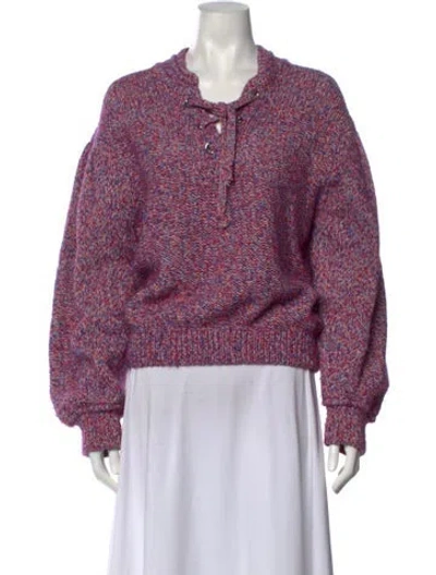 Pre-owned Ba&sh Patterned Tie Neck Sweater In Blue