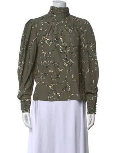 Pre-owned Ba&sh Patterned Turtleneck Blouse In Green