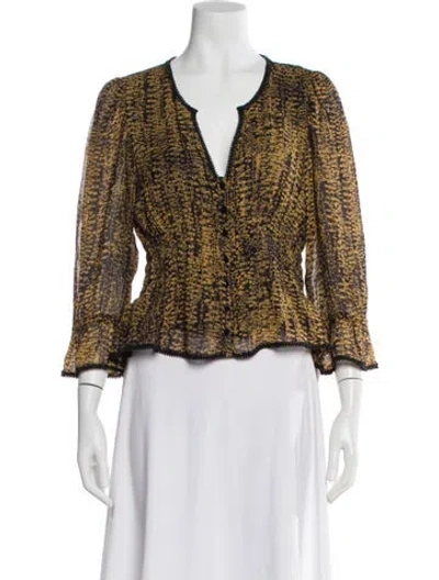 Pre-owned Ba&sh Patterned V-neck Blouse In Multi