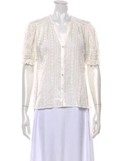 Pre-owned Ba&sh Patterned V-neck Blouse In Neutrals