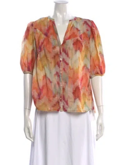 Pre-owned Ba&sh Patterned V-neck Blouse In Orange