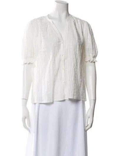 Pre-owned Ba&sh Patterned V-neck Blouse In White